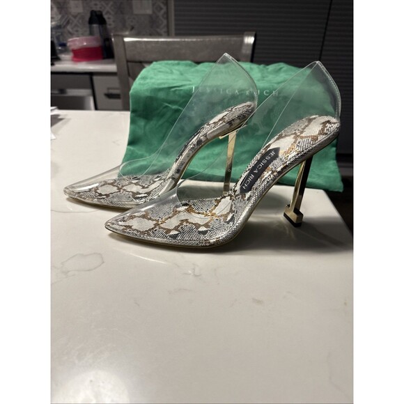 Jessica Rich Sz 38 (7.5 US) So Fancy Snake Print Stiletto Vinyl Heels & Dust Bag - Picture 3 of 13